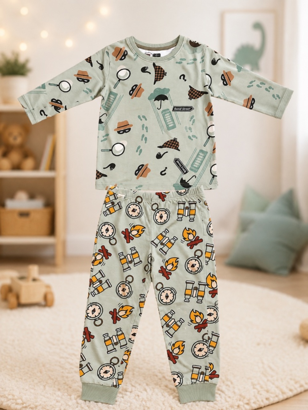 Little Kids Adventure Pajama Set – Size 3–4 Years (104 cm) 🕵️🌲